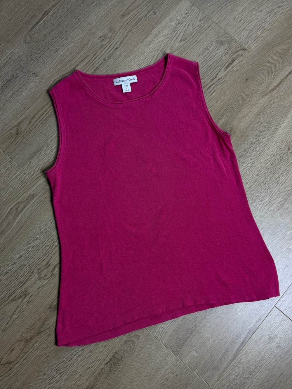 Coldwater Creek Sleeveless Knit Silk Tank Top - Raspberry Pink size M (10-12)